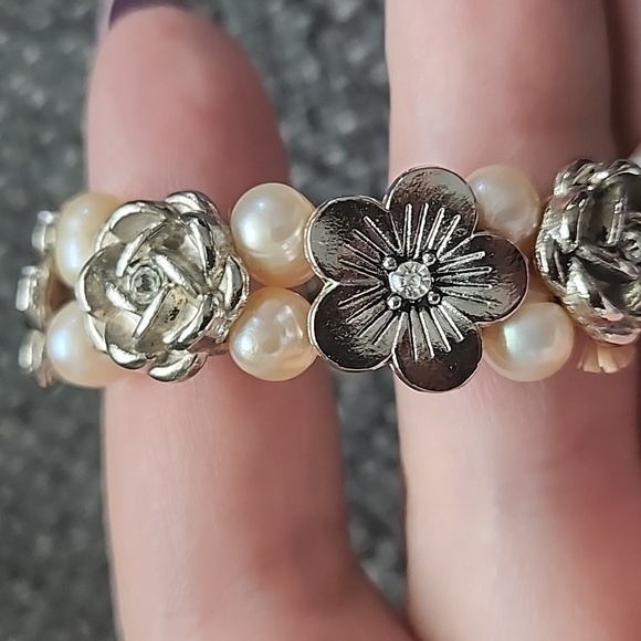 Pearl and Tibetan silver bracelet - Picture 6 of 6